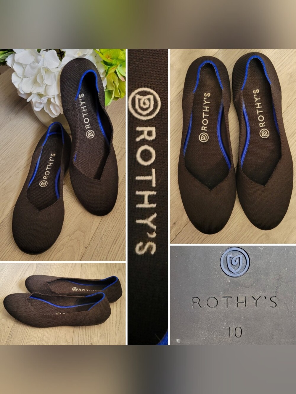 Rothy's The Flat Black Round Toe Ballet Flats, US 10 EU 40.5